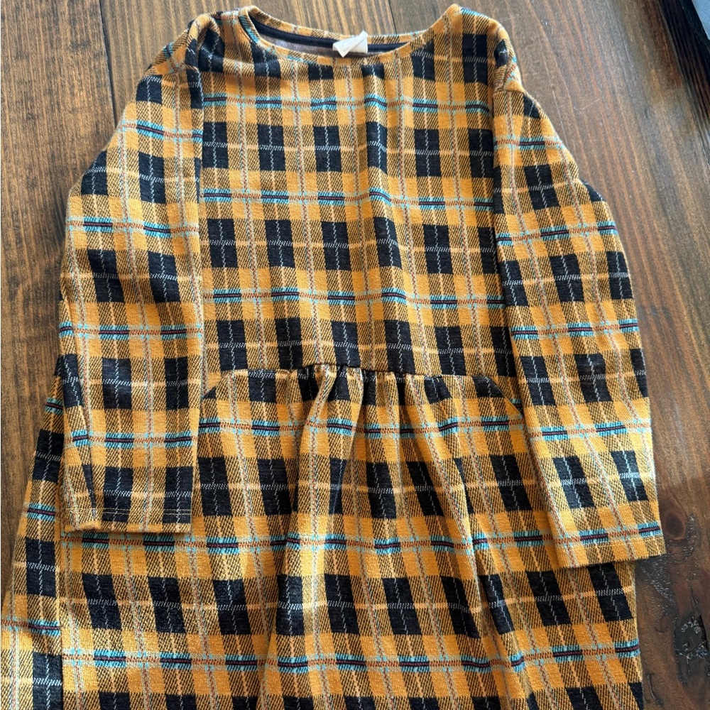 Zara Kids Plaid Dress or tunic EUC - Black and Yellow blue PLAID
